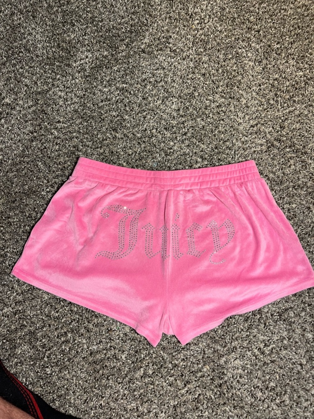 Juicy Couture Hot Pink Velour Rhinestone Logo Shorts